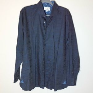 Ted Baker Endurance camo jacquard navy long sleeve button down shirt